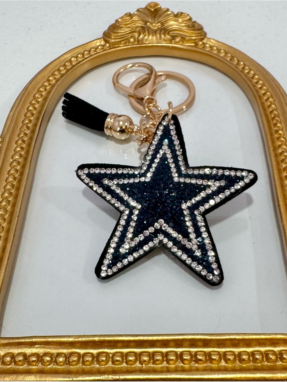 New Dark Blue Crystal Star Keychain